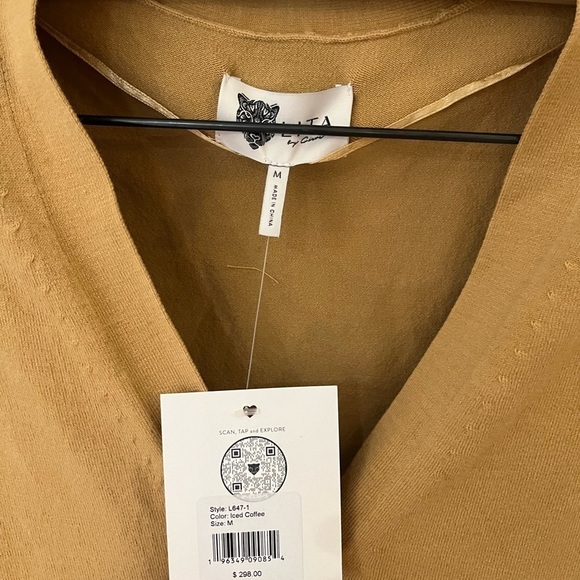 Lita by Ciara Iced Coffee Longline 4 Long sleeve Button Cardigan Size M - Picture 6 of 11